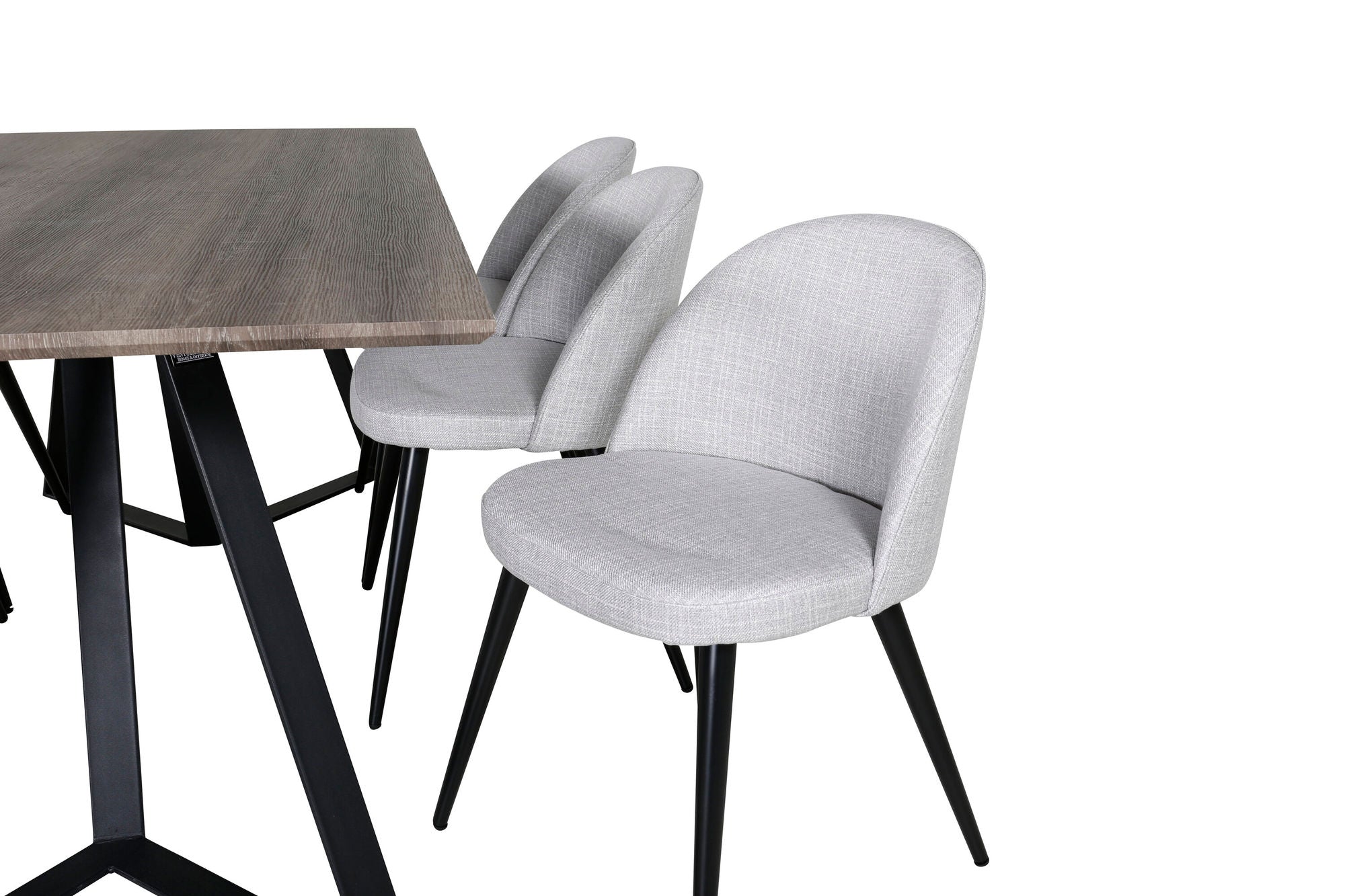 Venture Home Marina spisebord - 180*90*H75 - Grey / Black+Velvet Dining Chiar - Black legs - Light GreyFabric_6