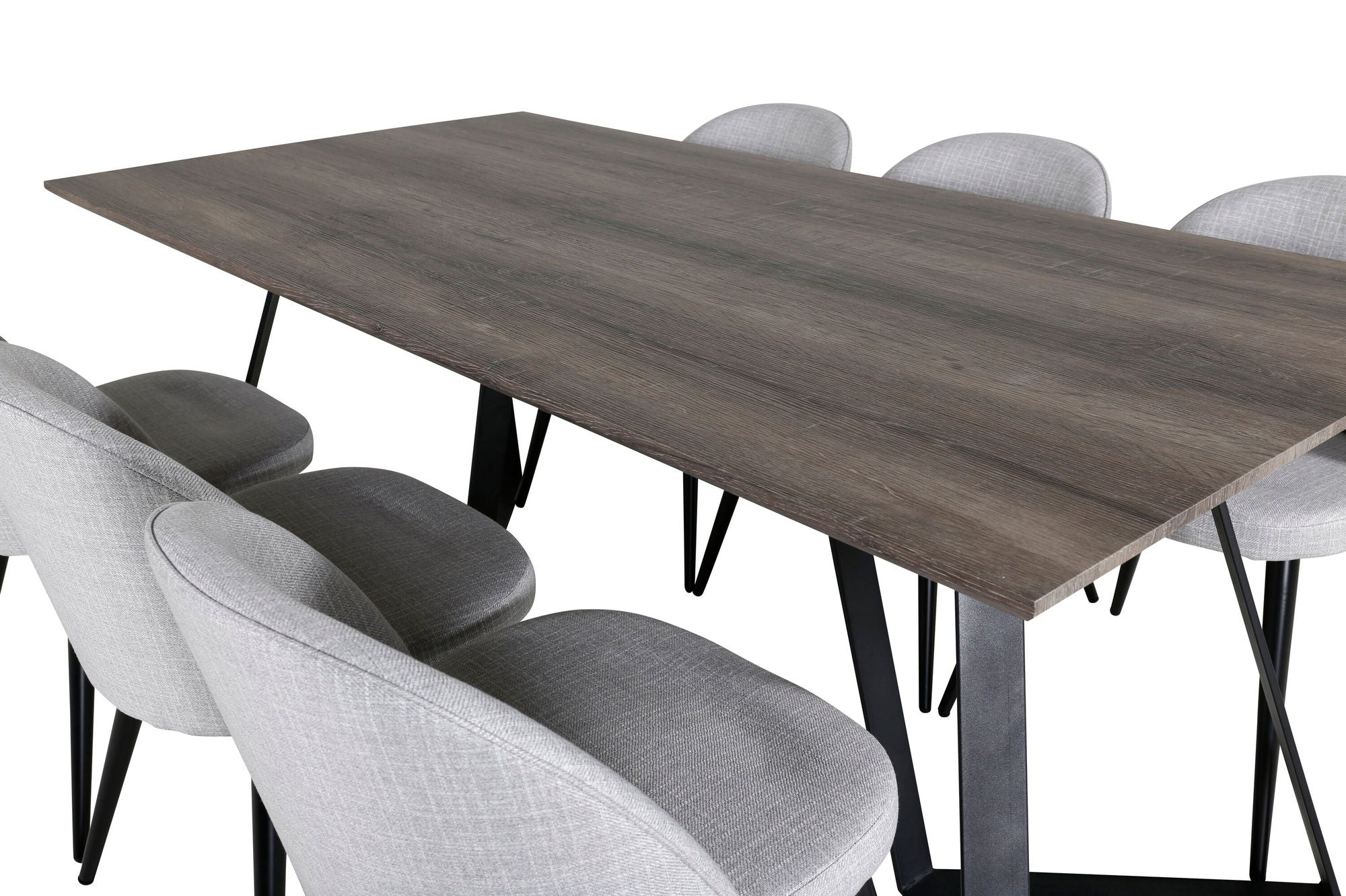 Venture Home Marina spisebord - 180*90*H75 - Grey / Black+Velvet Dining Chiar - Black legs - Light GreyFabric_6