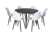 Venture Home Dipp spisebord - 115cm - Black Veneer / All black legs +Polar Plastic Spisebordsstol - Black Legs / White Plastic_6