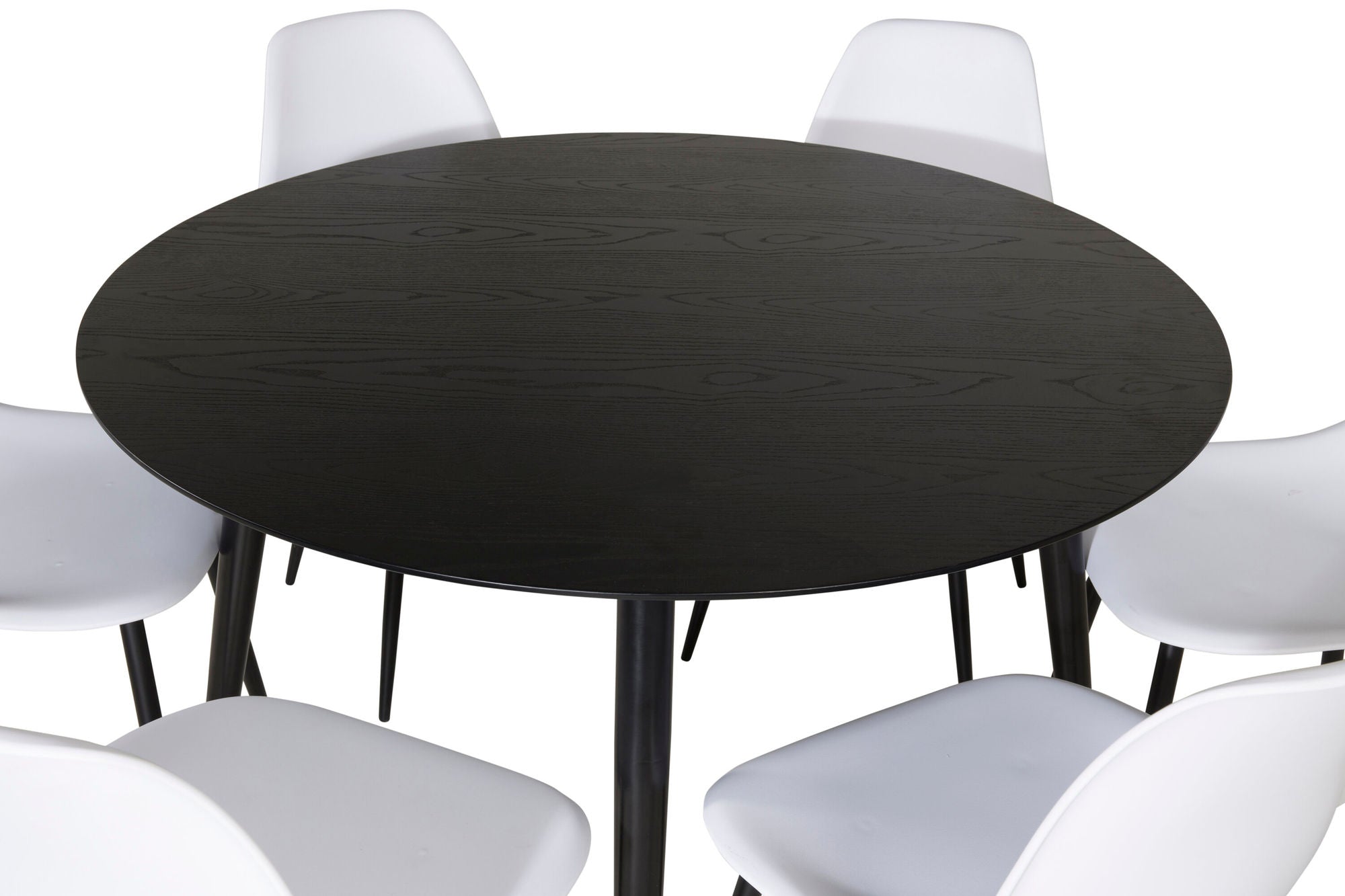 Venture Home Dipp spisebord - 115cm - Black Veneer / All black legs +Polar Plastic Spisebordsstol - Black Legs / White Plastic_6