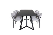 Venture Home Marina spisebord - Black top / Black Legs +Vault Spisebordsstol - Black Legs - Grey Fabric_6