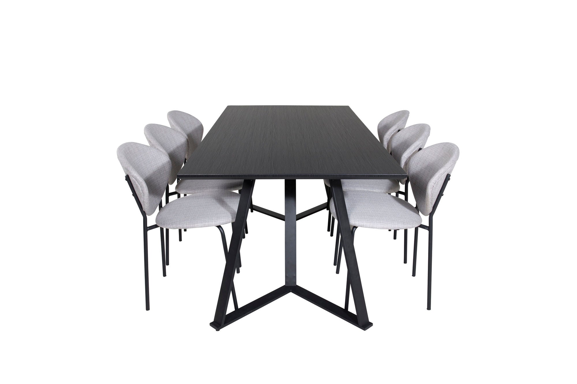 Venture Home Marina spisebord - Black top / Black Legs +Vault Spisebordsstol - Black Legs - Grey Fabric_6