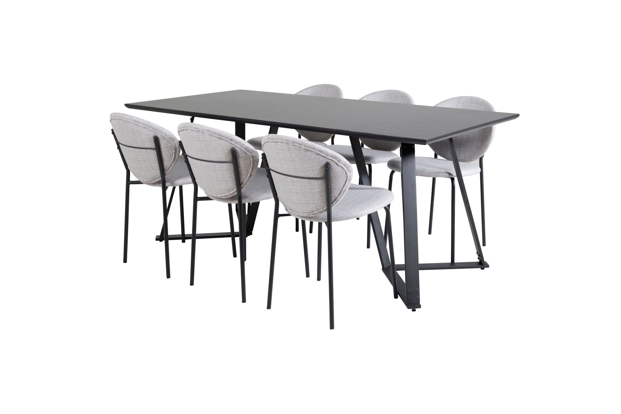 Venture Home Marina spisebord - Black top / Black Legs +Vault Spisebordsstol - Black Legs - Grey Fabric_6