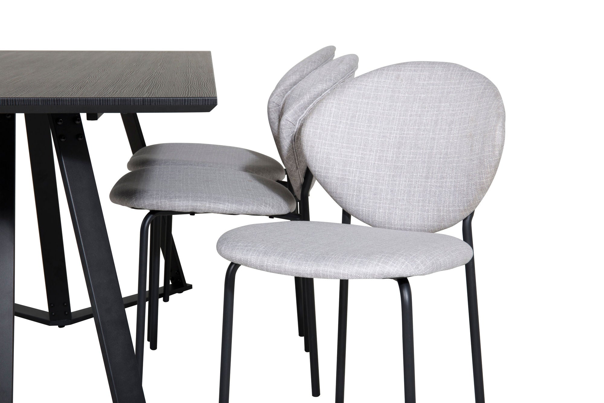 Venture Home Marina spisebord - Black top / Black Legs +Vault Spisebordsstol - Black Legs - Grey Fabric_6