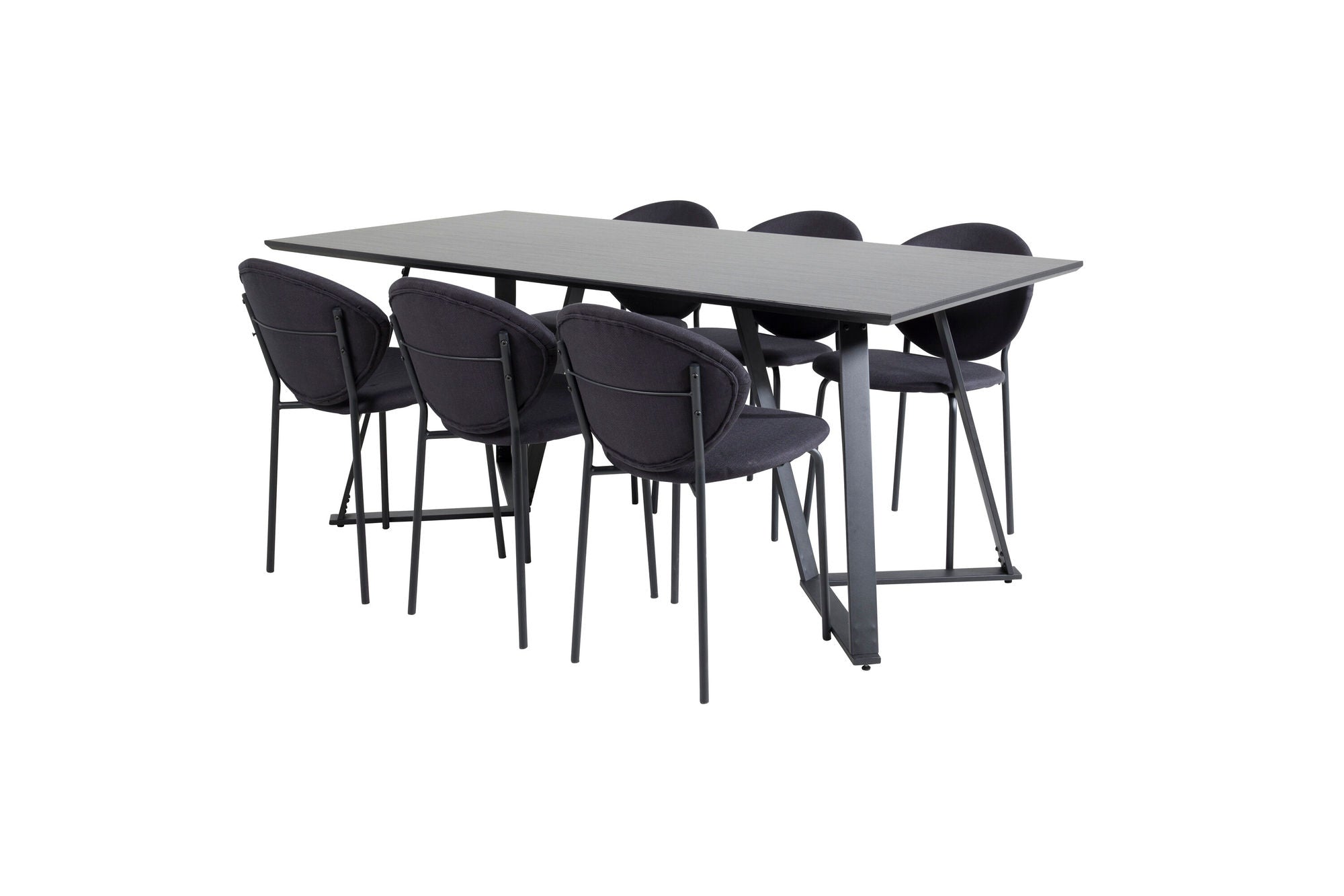 Venture Home Marina spisebord - Black top / Black Legs +Vault Spisebordsstol - Black Legs - Black Fabric_6