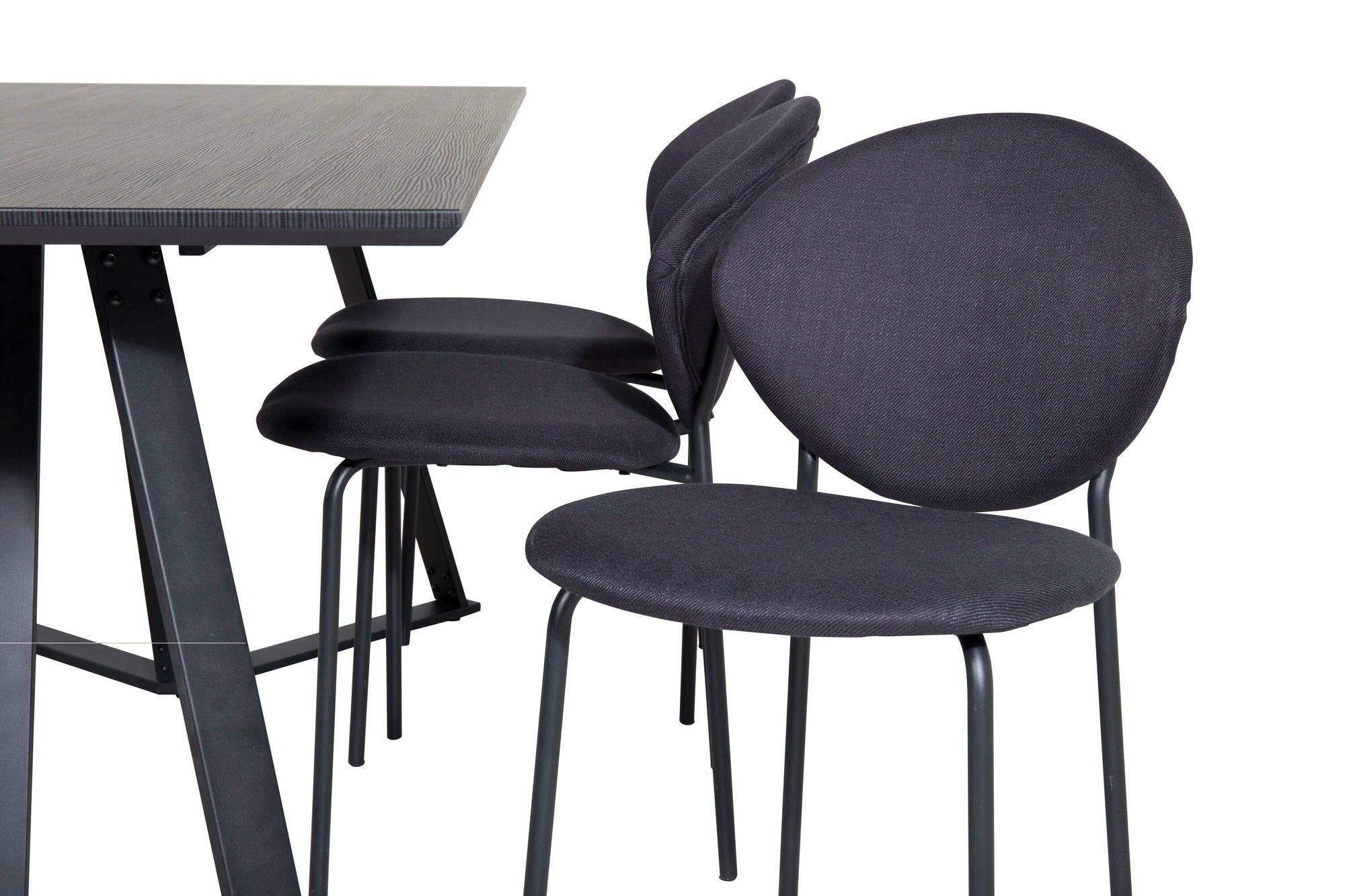 Venture Home Marina spisebord - Black top / Black Legs +Vault Spisebordsstol - Black Legs - Black Fabric_6