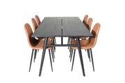 Venture Home Sleek Extentionbord Black Brushed - 195*95+Polar Spisebordsstol - Brown / Black _6