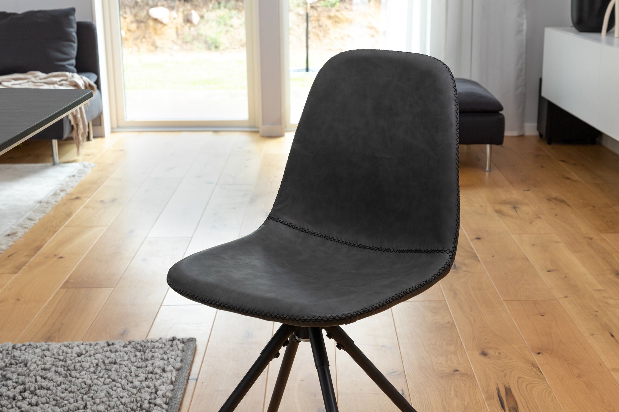 Venture Home Inca Extentionbord - Black top / black Legs+Polar Spisebordsstol with Spin funct