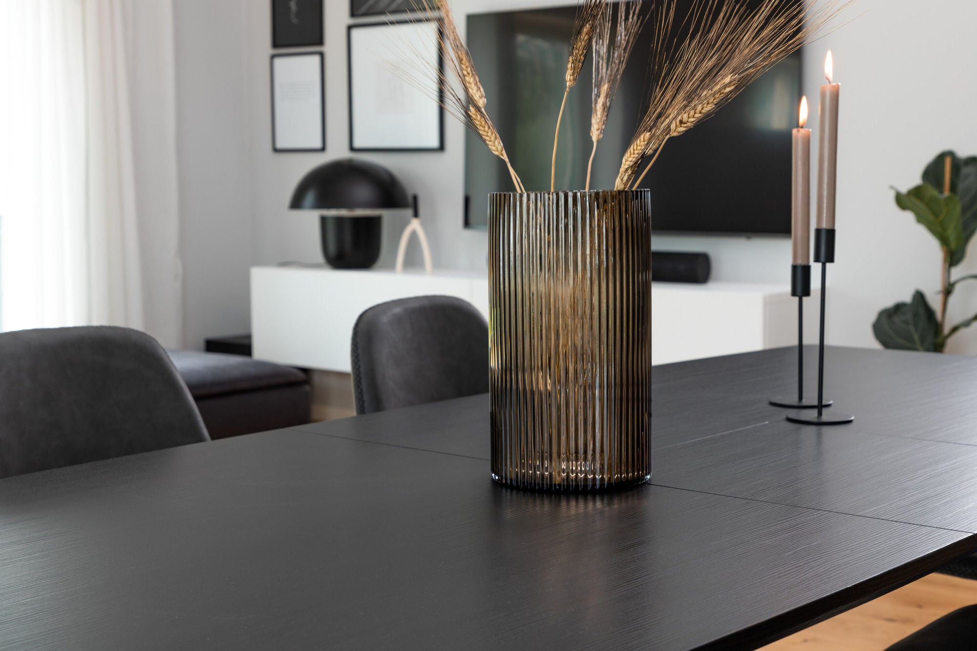 Venture Home Inca Extentionbord - Black top / black Legs+Polar Spisebordsstol with Spin funct