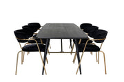 Venture Home Gold Extention bord - 180/220*85*H76 Black Veneer - Black legs - Brass details - Arrow armchair - Brass Legs - Black Velvet 6