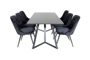 Venture Home Marina spisebord - Black top / Black Legs +Velvet Deluxe Spisebordsstol - Black / Black_6