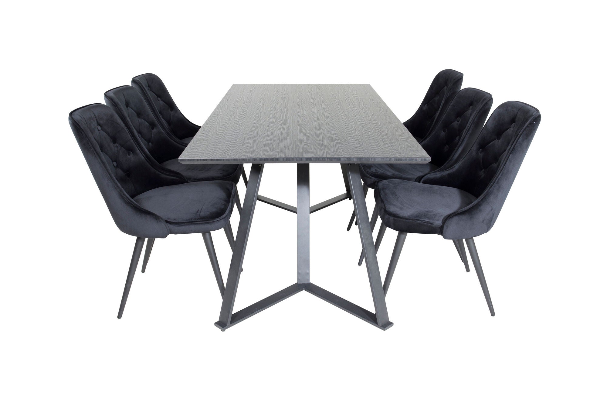 Venture Home Marina spisebord - Black top / Black Legs +Velvet Deluxe Spisebordsstol - Black / Black_6