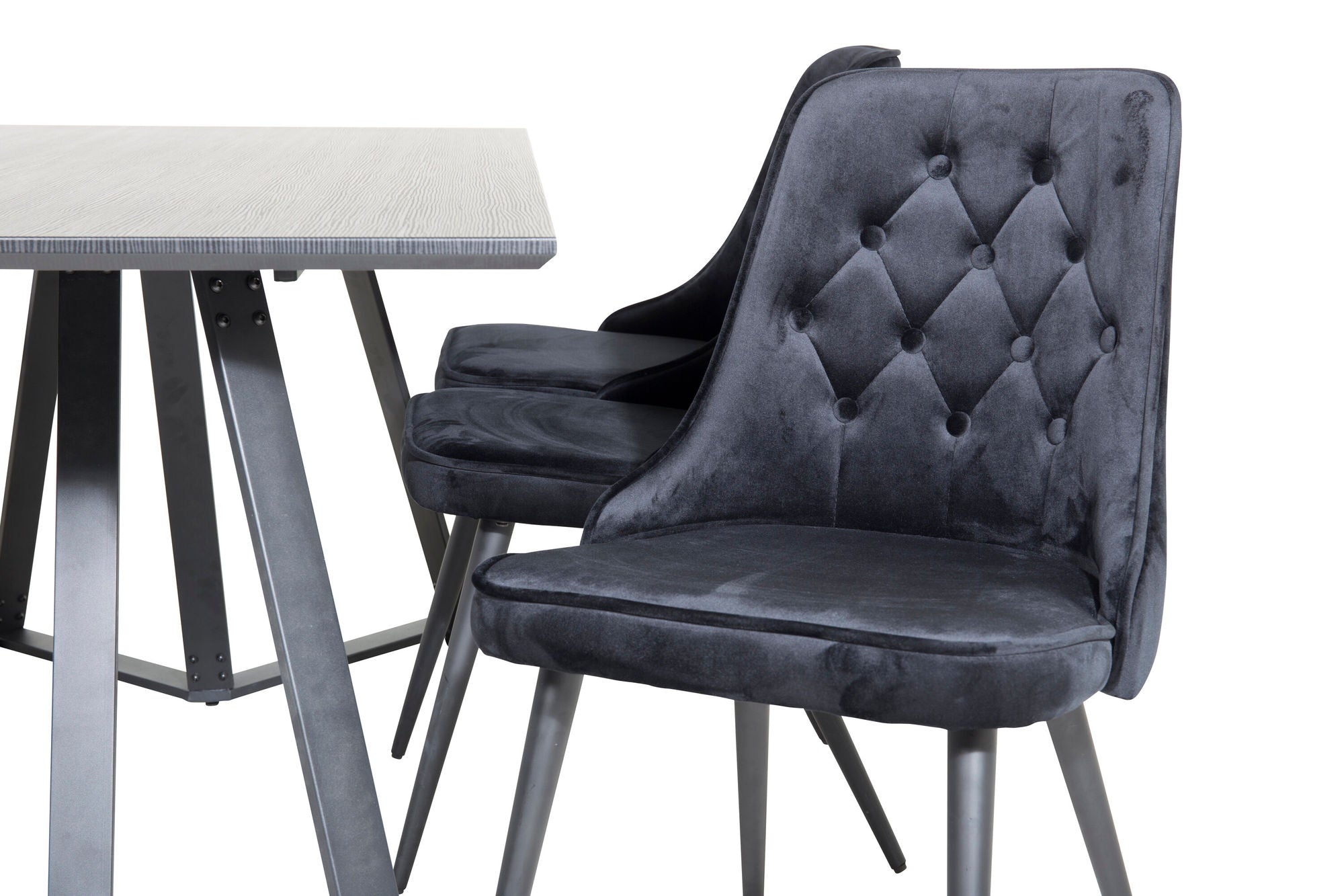 Venture Home Marina spisebord - Black top / Black Legs +Velvet Deluxe Spisebordsstol - Black / Black_6