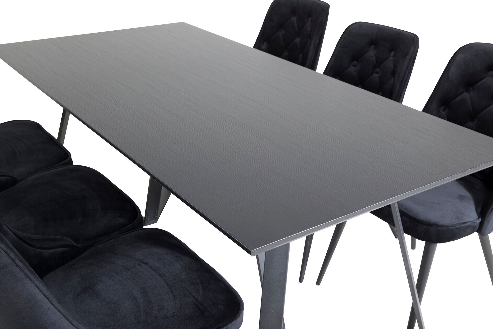 Venture Home Marina spisebord - Black top / Black Legs +Velvet Deluxe Spisebordsstol - Black / Black_6