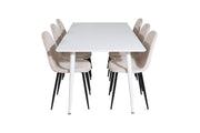 Venture Home Polar spisebord 180 cm - White top / White Legs+Polar Spisebordsstol- Black legs / Beige Velvet (ersätter 19902-880)_6