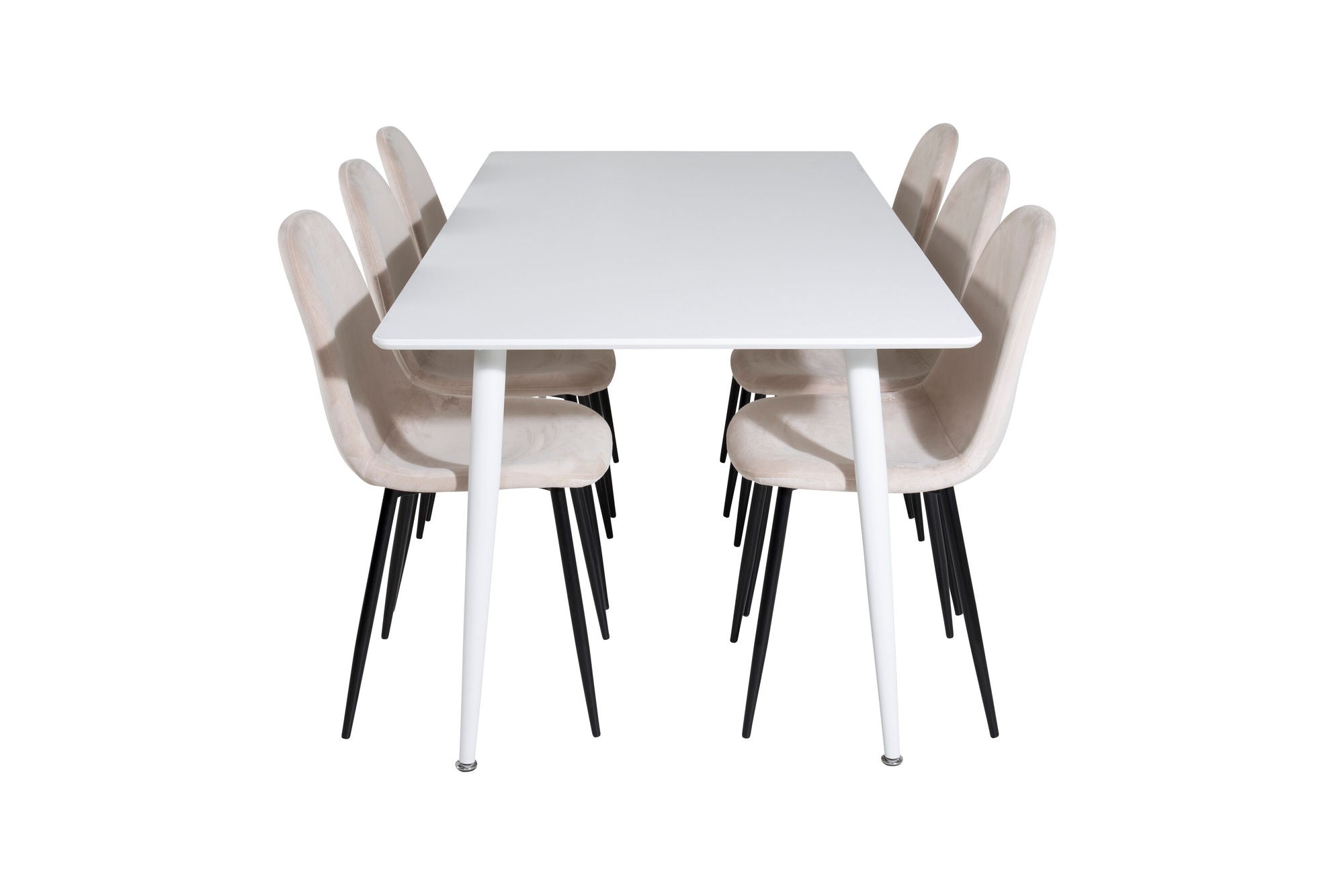 Venture Home Polar spisebord 180 cm - White top / White Legs+Polar Spisebordsstol- Black legs / Beige Velvet (ersätter 19902-880)_6
