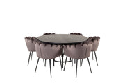 Venture Home Copenhagen - spisebord round - Black / Black+Limhamn - stol - Grey Velvet_6