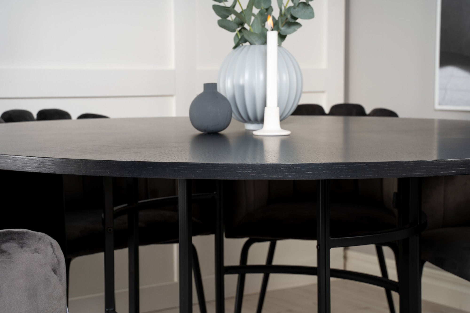 Venture Home Copenhagen - spisebord round - Black / Black+Limhamn - stol - Grey Velvet_6