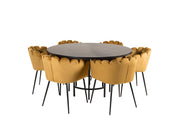 Venture Home Copenhagen - spisebord round - Black / Black+Limhamn - stol - Gold Velvet_6