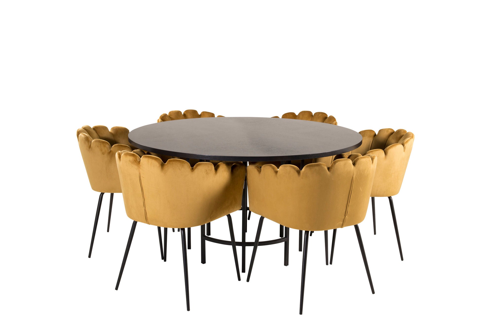 Venture Home Copenhagen - spisebord round - Black / Black+Limhamn - stol - Gold Velvet_6