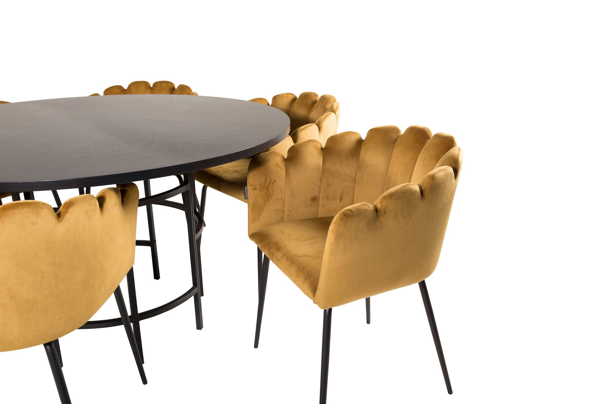 Venture Home Copenhagen - spisebord round - Black / Black+Limhamn - stol - Gold Velvet_6