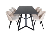 Venture Home Marina spisebord - Black top / Black Legs +Velvet Spisebordsstol - Beige / Black_6