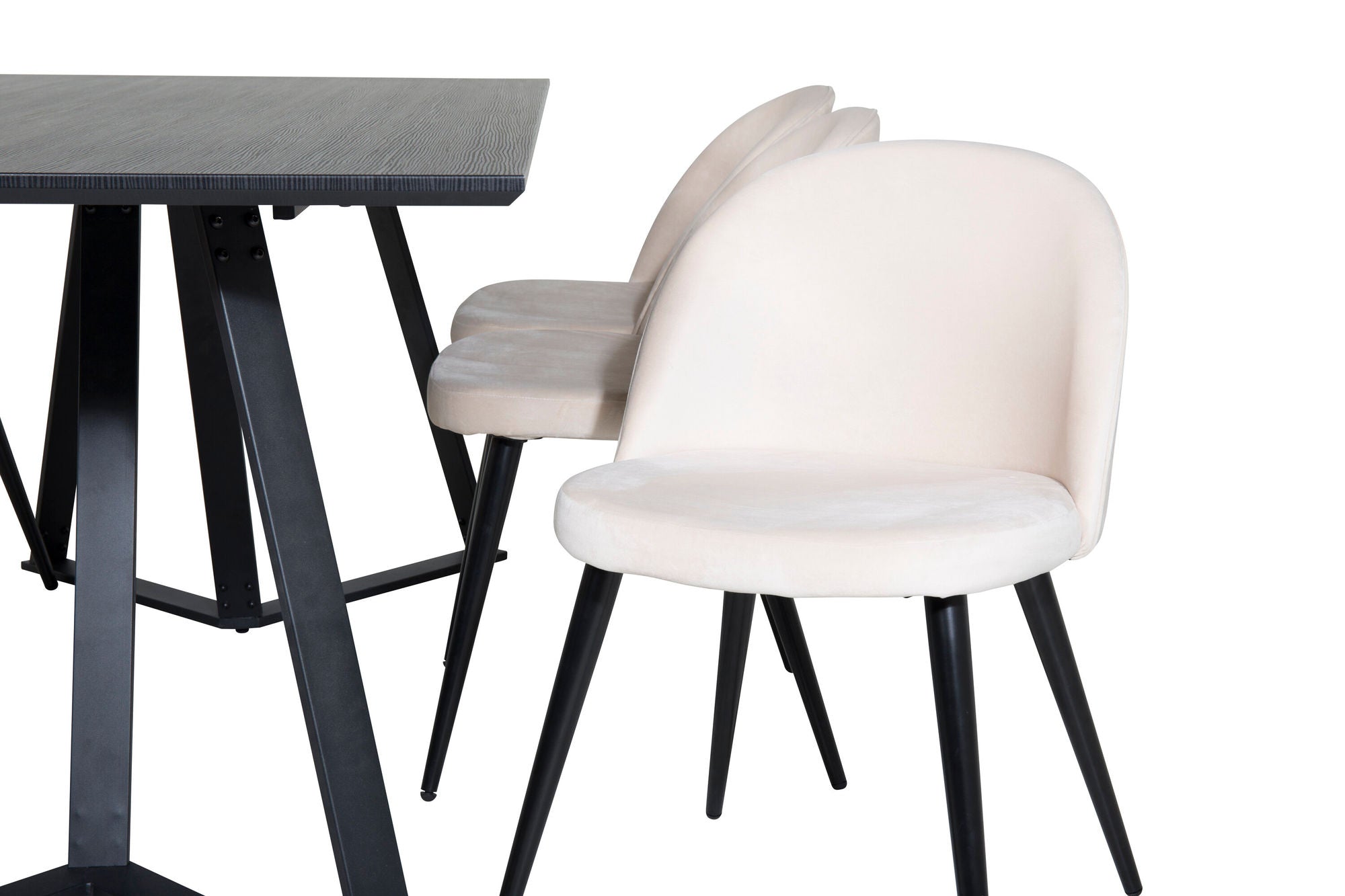 Venture Home Marina spisebord - Black top / Black Legs +Velvet Spisebordsstol - Beige / Black_6