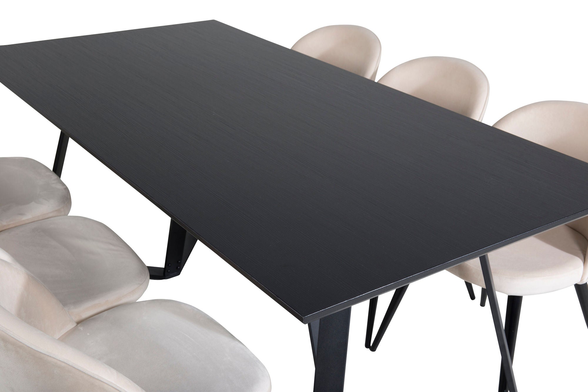 Venture Home Marina spisebord - Black top / Black Legs +Velvet Spisebordsstol - Beige / Black_6