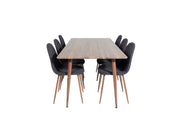 Venture Home Polar spisebord 180 cm - Walnut top - Walnut Legs+Polar Spisebordsstol - Walnut Legs - Black Fabric_6