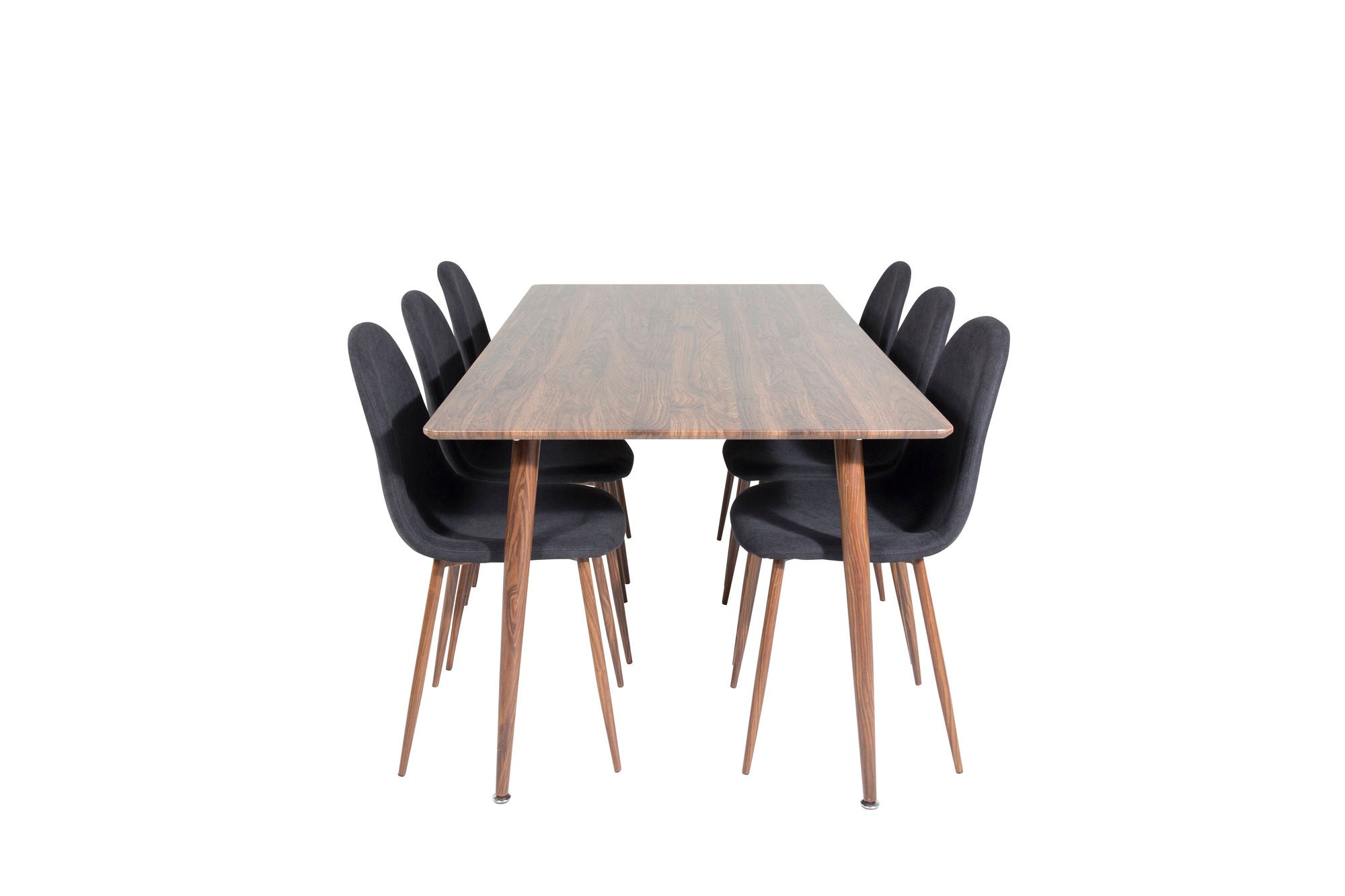 Venture Home Polar spisebord 180 cm - Walnut top - Walnut Legs+Polar Spisebordsstol - Walnut Legs - Black Fabric_6