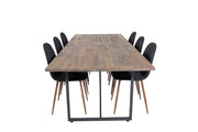 Venture Home Padang spisebord - 250*100*H76 - Dark Teak / Black+Polar Spisebordsstol - Walnut Legs - Black Fabric_6