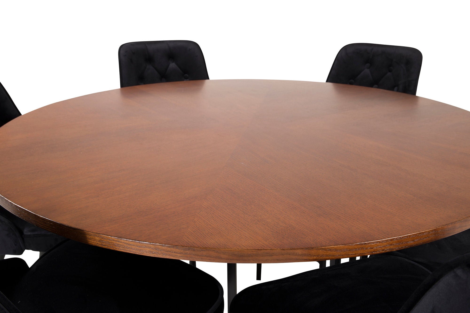 Venture Home Copenhagen - spisebord round - Brown / Black+Velvet Deluxe Spisebordsstol - Black legs / Black velvet_6