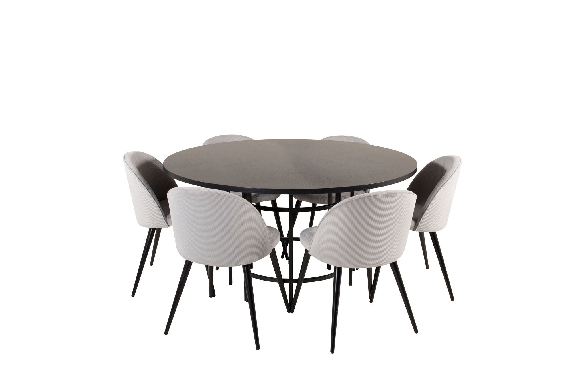 Venture Home Copenhagen - spisebord round - Black / Black+Velvet matstol - Manchester - Svart / Ljusgrå_6