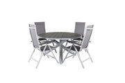Venture Home Parma bord ø 140 - White/Grey+Albany Light 5-pos white alu / Grey Textilene_4