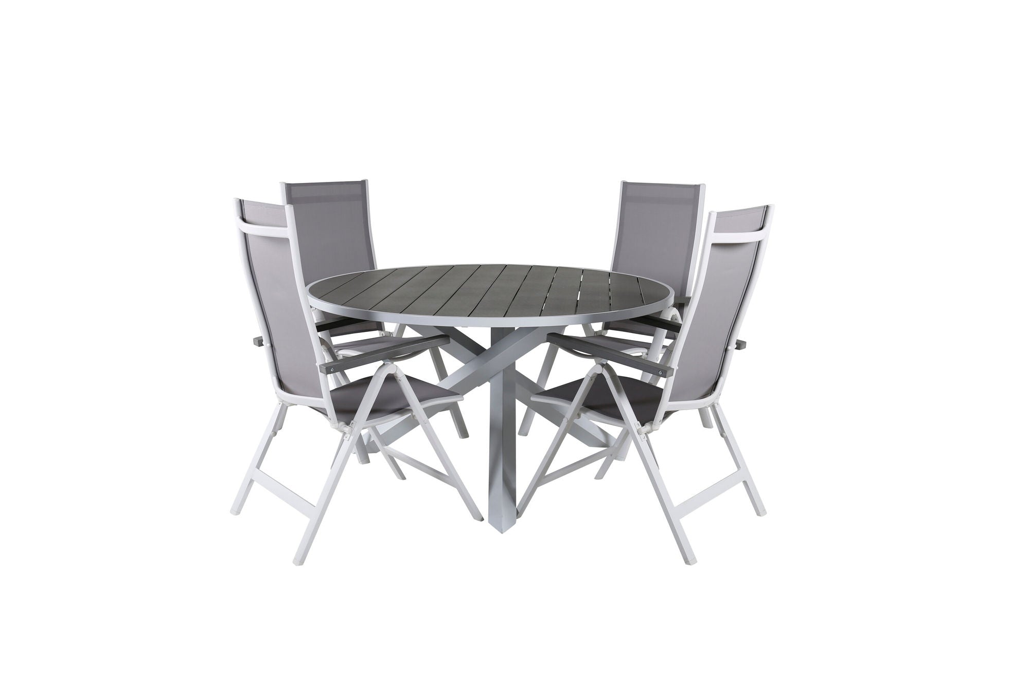 Venture Home Parma bord ø 140 - White/Grey+Albany Light 5-pos white alu / Grey Textilene_4