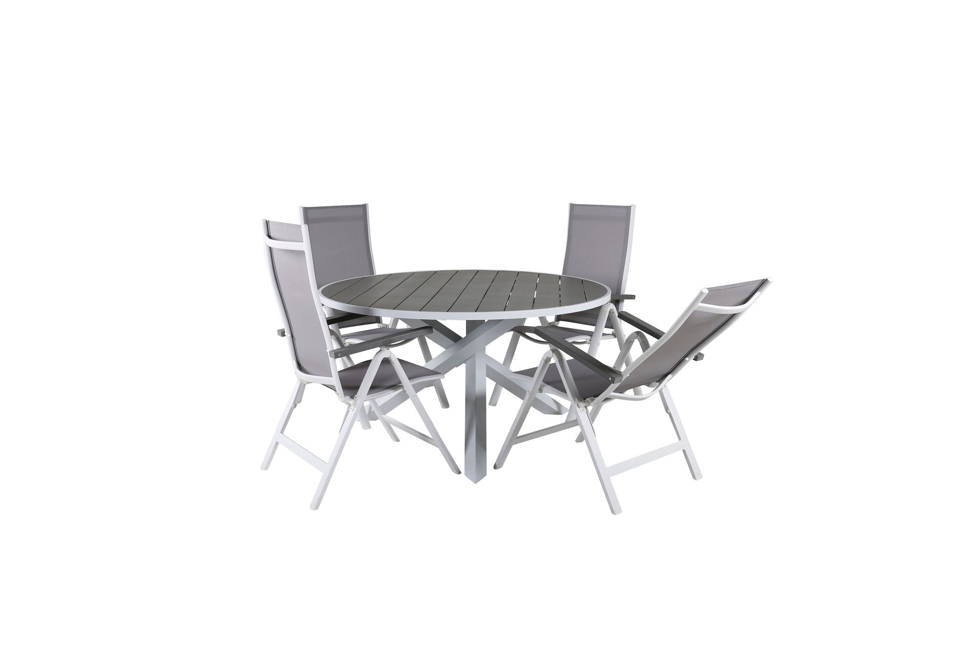 Venture Home Parma bord ø 140 - White/Grey+Albany Light 5-pos white alu / Grey Textilene_4