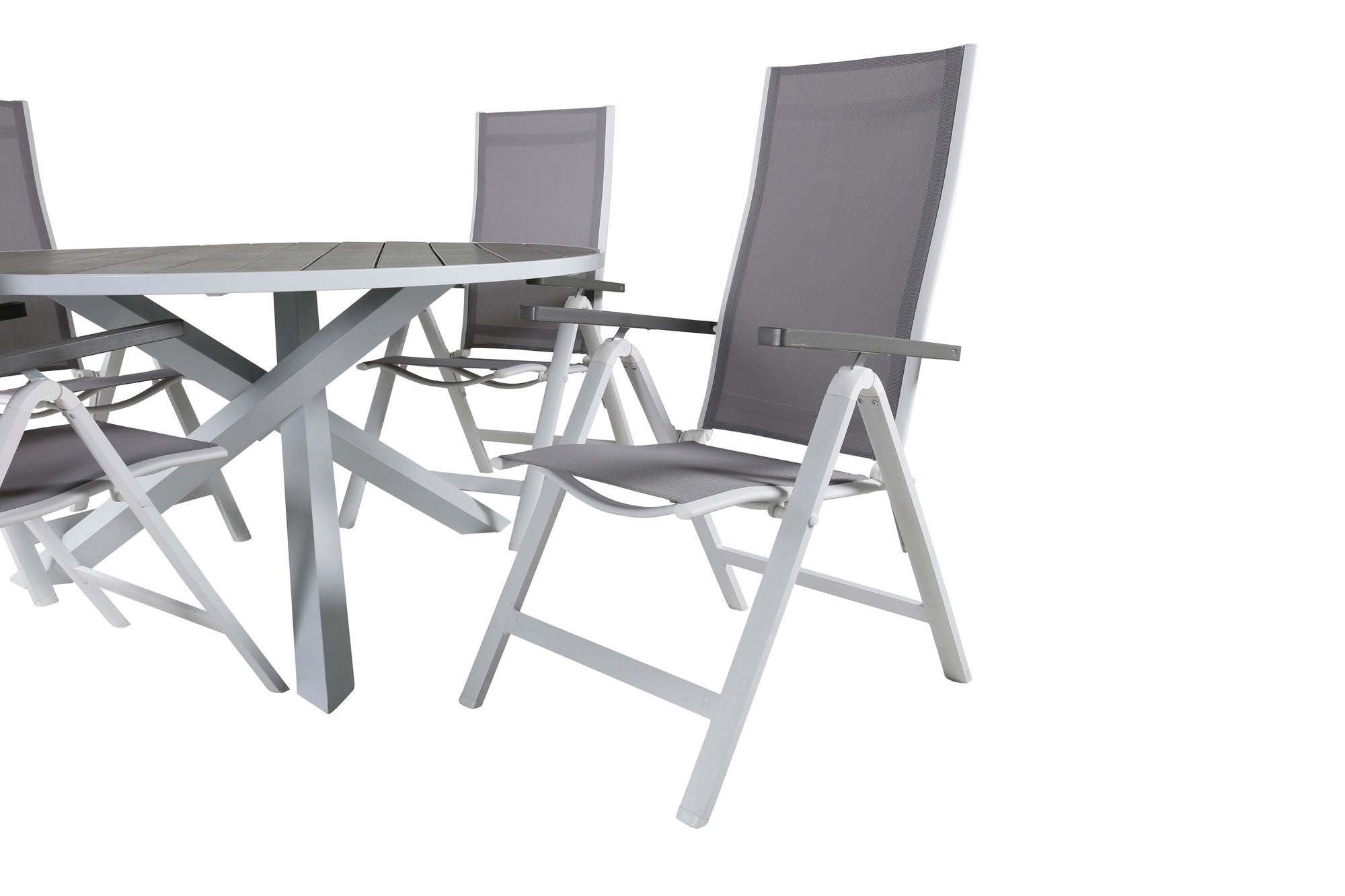 Venture Home Parma bord ø 140 - White/Grey+Albany Light 5-pos white alu / Grey Textilene_4