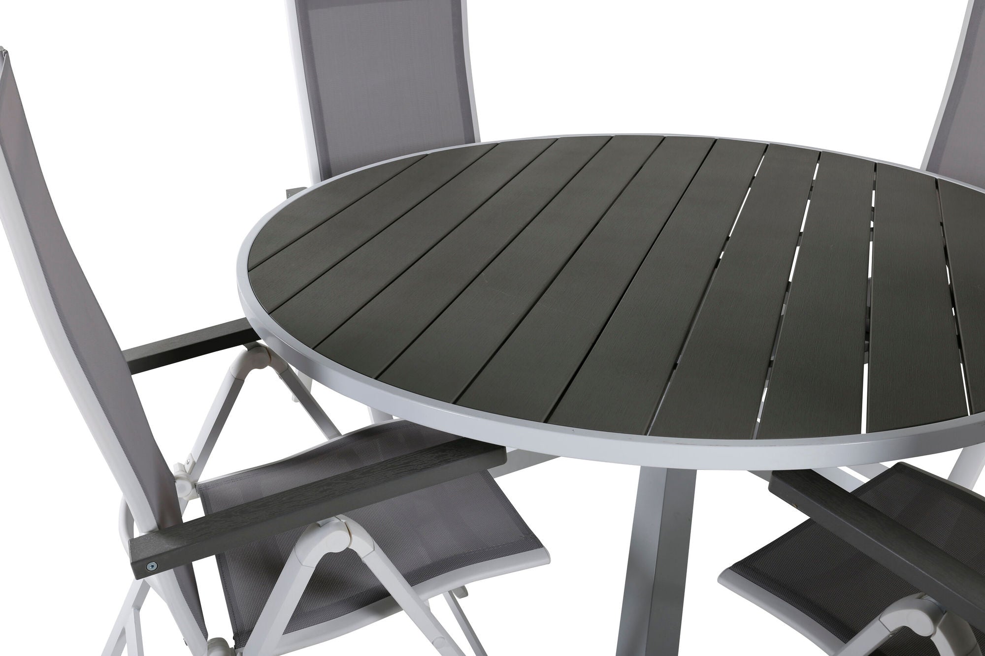 Venture Home Parma bord ø 140 - White/Grey+Albany Light 5-pos white alu / Grey Textilene_4