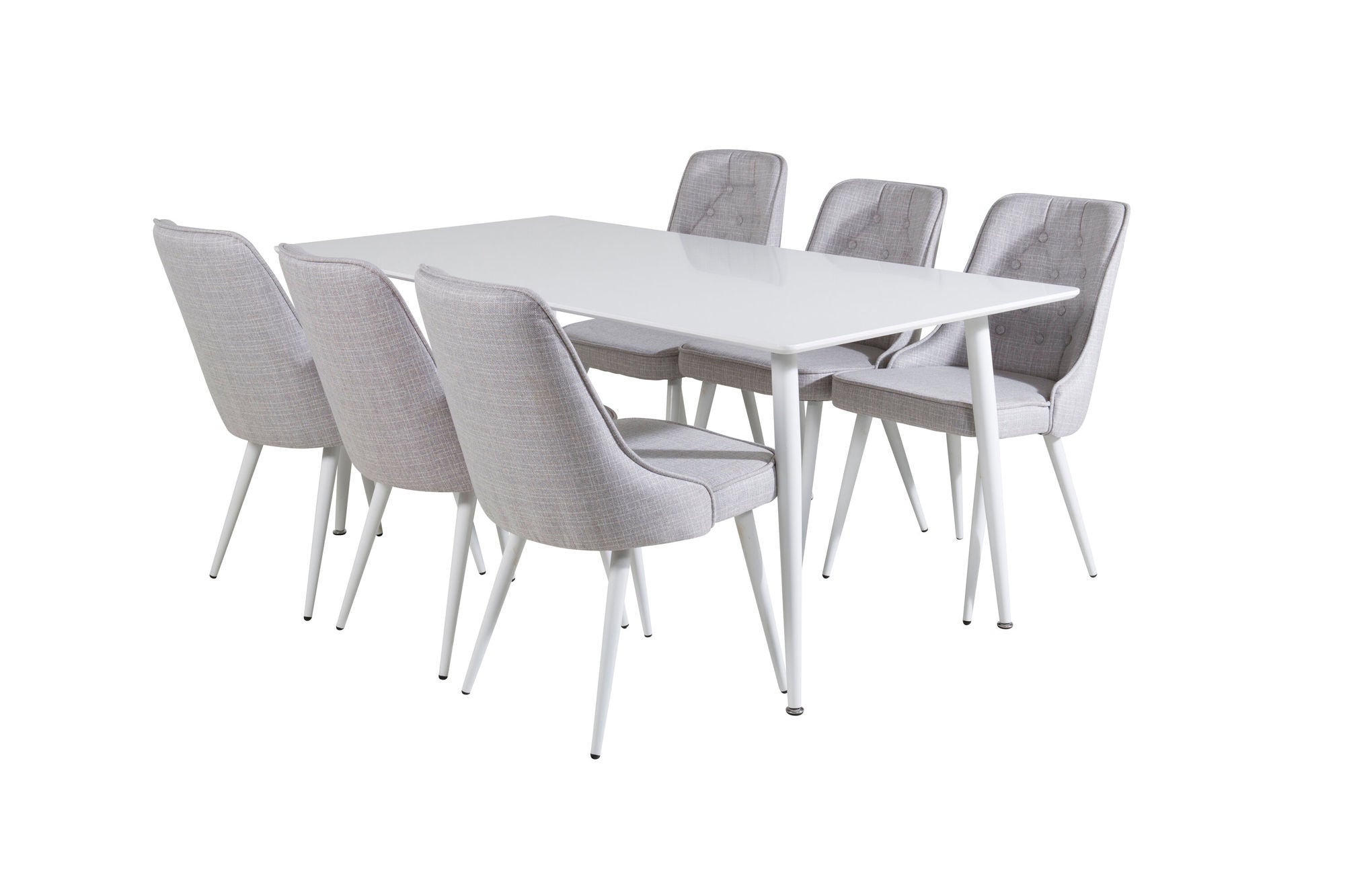 Venture Home Polar spisebord 180 cm - White top / White Legs+Velvet Deluxe Spisebordsstol -