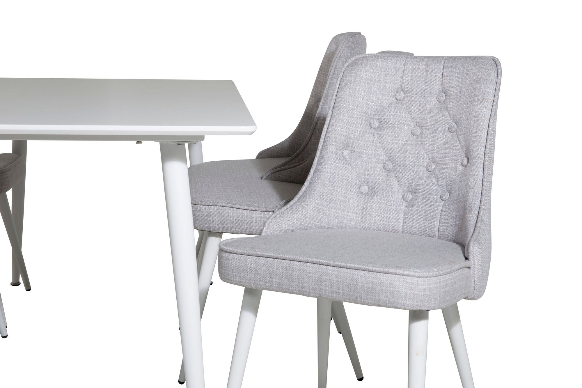 Venture Home Polar spisebord 180 cm - White top / White Legs+Velvet Deluxe Spisebordsstol -