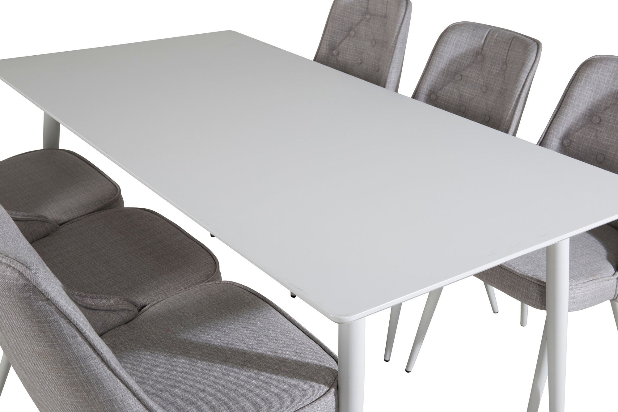 Venture Home Polar spisebord 180 cm - White top / White Legs+Velvet Deluxe Spisebordsstol -