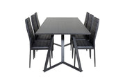 Venture Home Marina spisebord - Black top / Black Legs +Slim High Back Spisebordsstol - Black Legs - Black PU_6