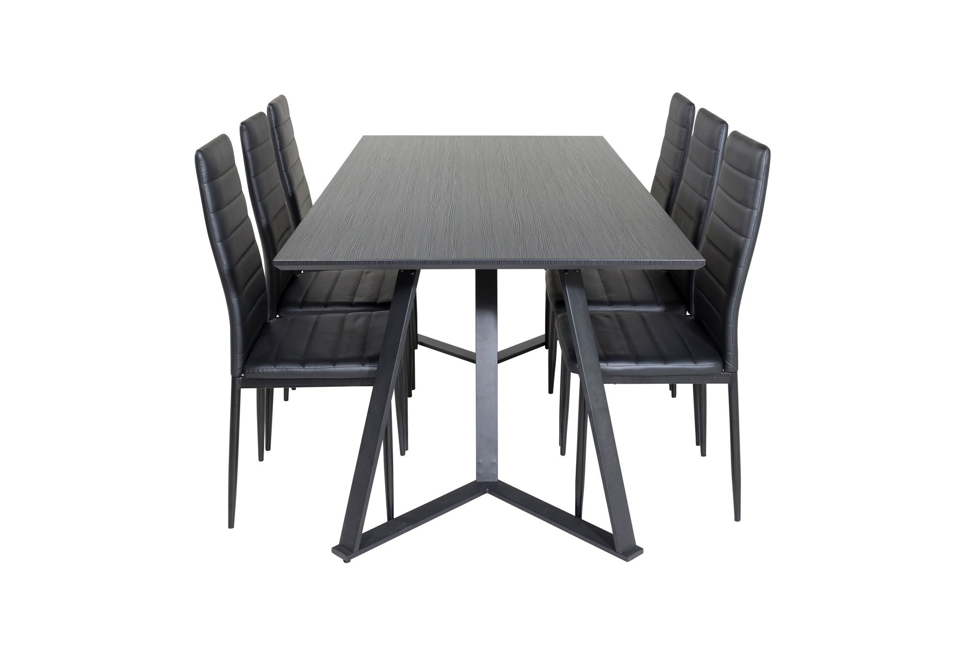 Venture Home Marina spisebord - Black top / Black Legs +Slim High Back Spisebordsstol - Black Legs - Black PU_6