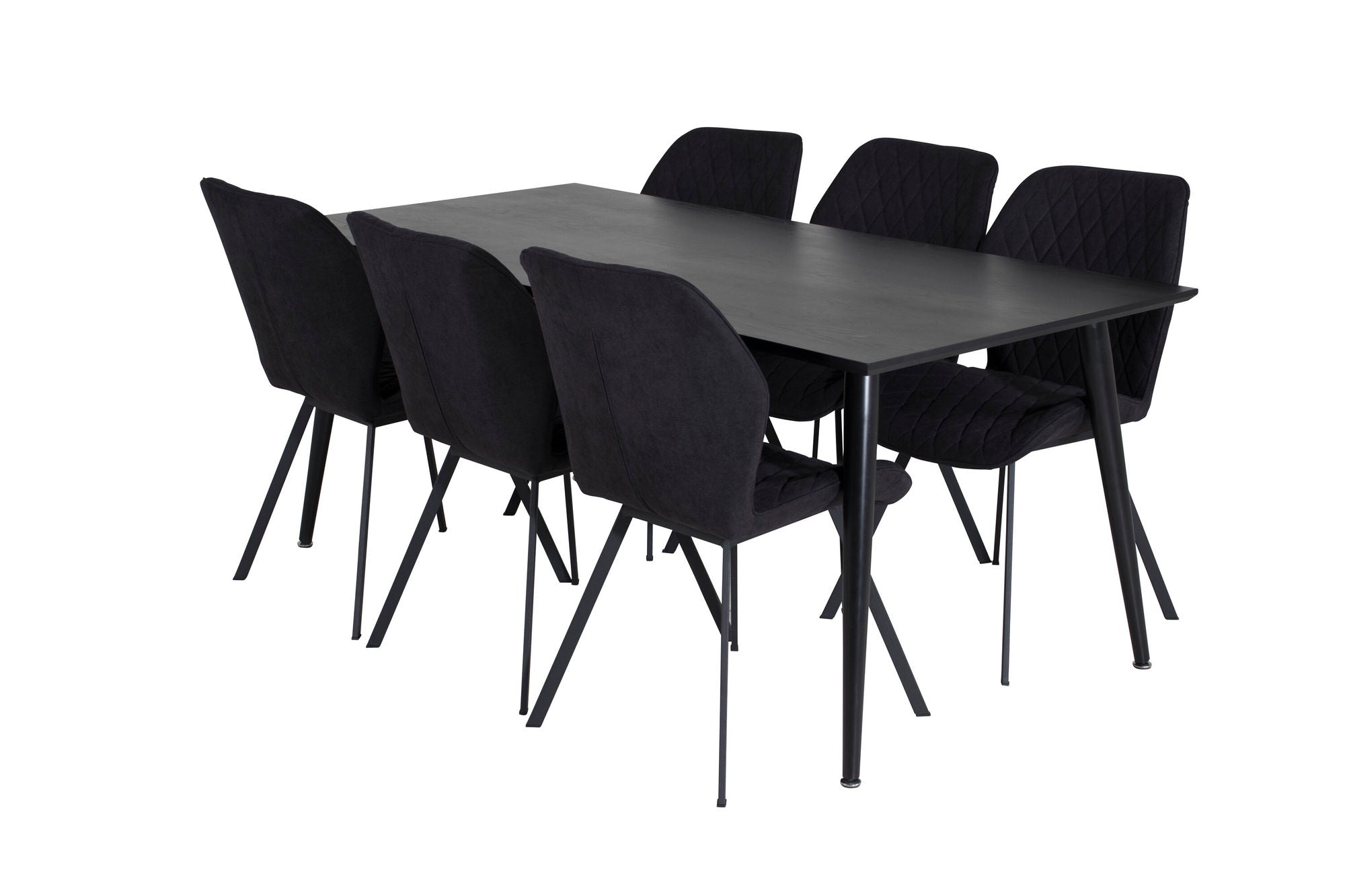 Venture Home Dipp spisebord - 180*90cm - Black Veneer / all black legs +Gemma Spisebordsstol - Black Legs - Black Fabric_6