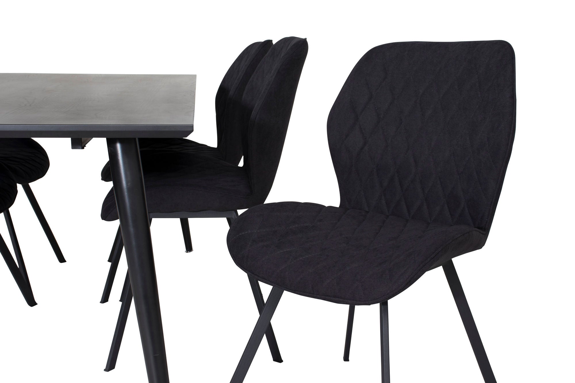 Venture Home Dipp spisebord - 180*90cm - Black Veneer / all black legs +Gemma Spisebordsstol - Black Legs - Black Fabric_6