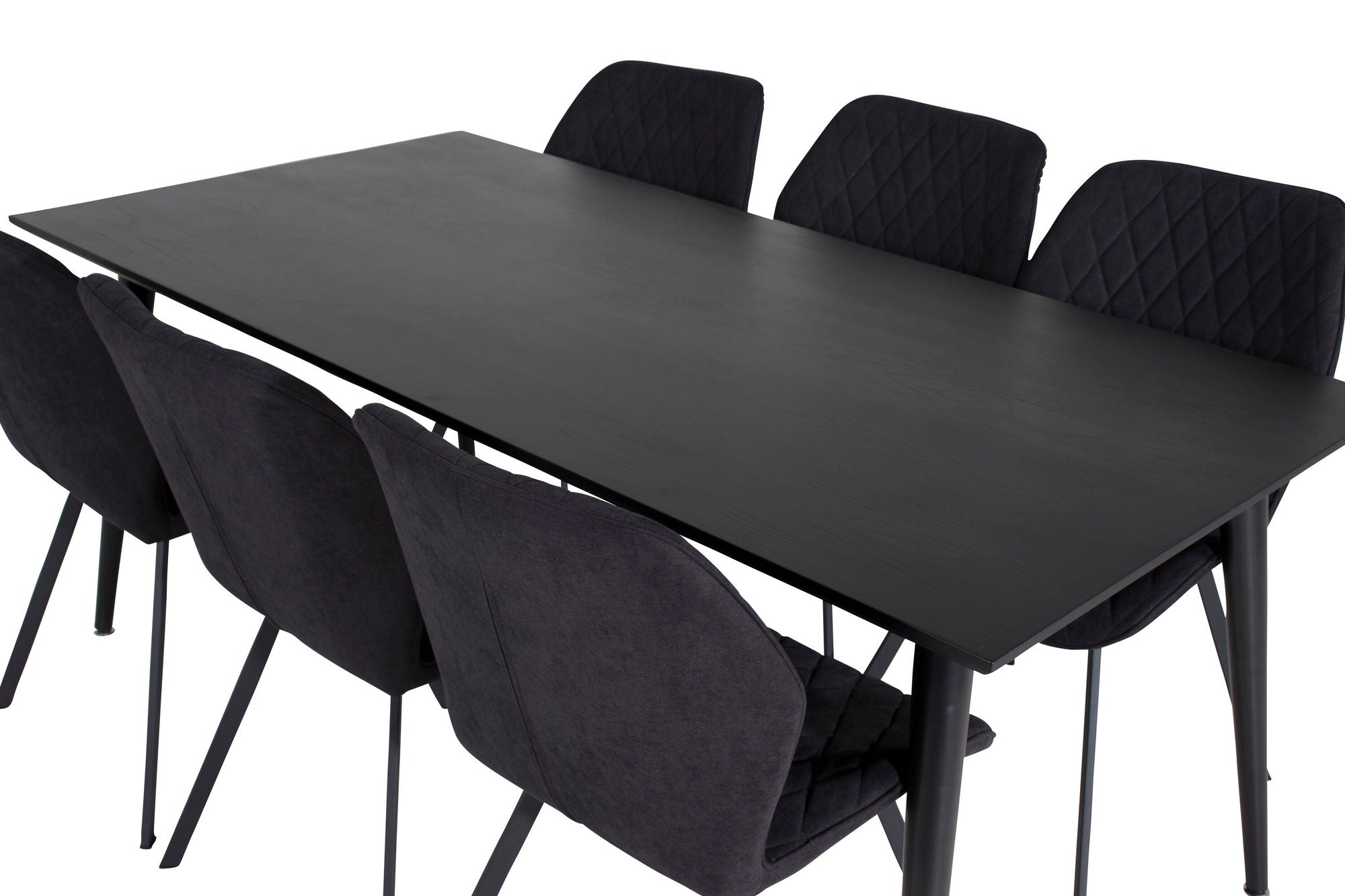 Venture Home Dipp spisebord - 180*90cm - Black Veneer / all black legs +Gemma Spisebordsstol - Black Legs - Black Fabric_6