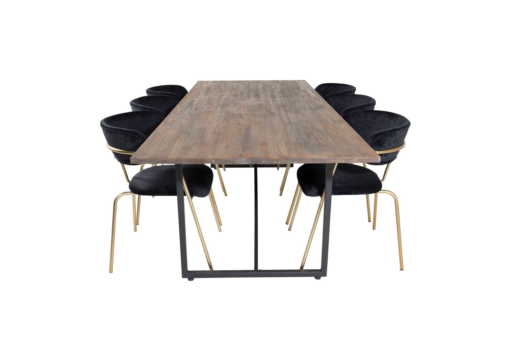 Venture Home Padang spisebord - 250*100*H76 - Dark Teak / Black+Arrow armchair - Brass Legs - Black Velvet_6