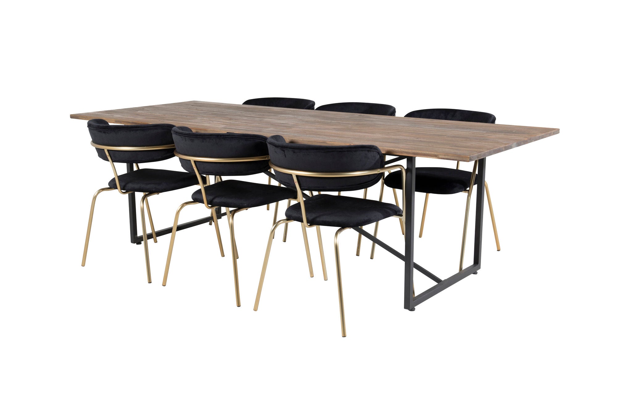 Venture Home Padang spisebord - 250*100*H76 - Dark Teak / Black+Arrow armchair - Brass Legs - Black Velvet_6