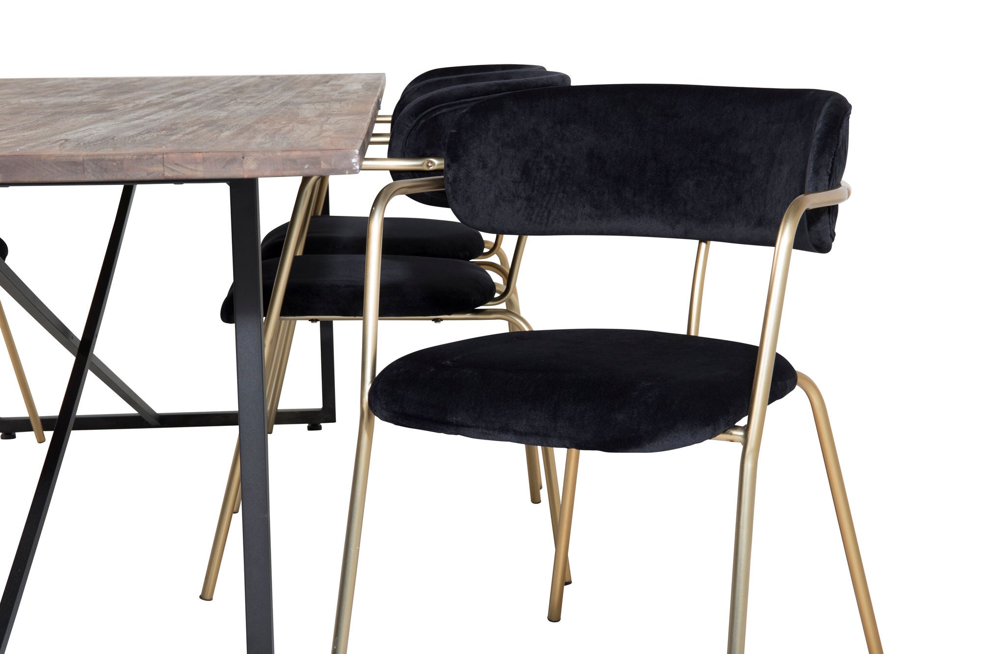 Venture Home Padang spisebord - 250*100*H76 - Dark Teak / Black+Arrow armchair - Brass Legs - Black Velvet_6