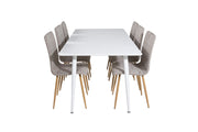 Venture Home Polar spisebord 180 cm - White top / White Legs+Windu Lyx Spisebordsstol - Light Grey / Oak_6